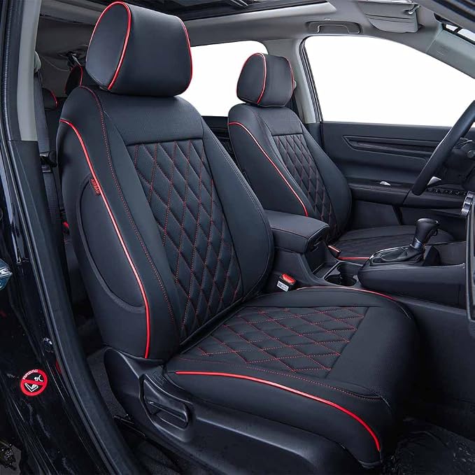 Faux Leather Seat Covers for Honda CR-V — Full Set — Black / Red