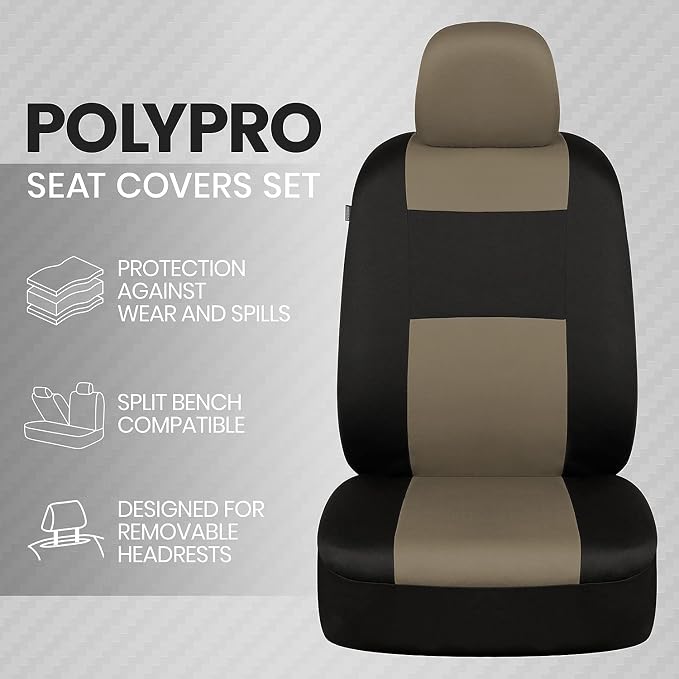 Universal Seat Covers — Front Seat — Beige / Black