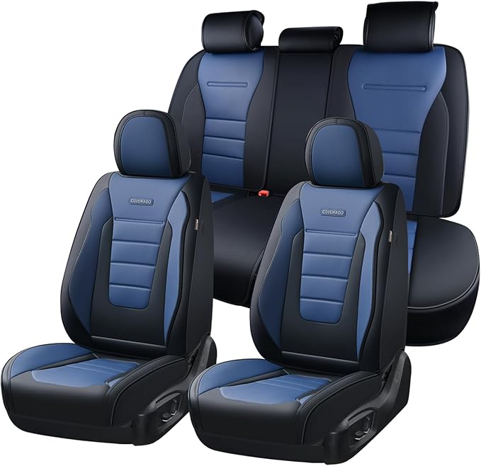 Universal Seat Covers — Full Set — Black / Blue
