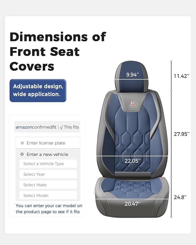 Universal Seat Covers — Front Seat — Gray / Blue