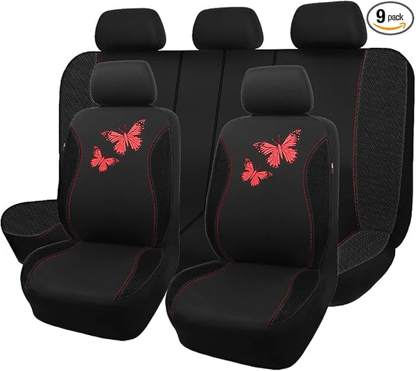 Universal Seat Covers — Full Set — Red / Black