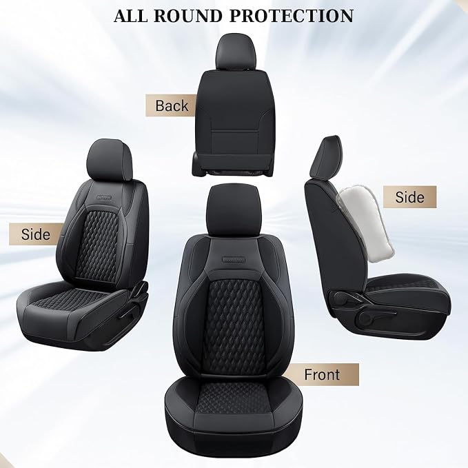 Faux Leather Seat Covers for Chevrolet Silverado / GMC Sierra — Front Seat — Black