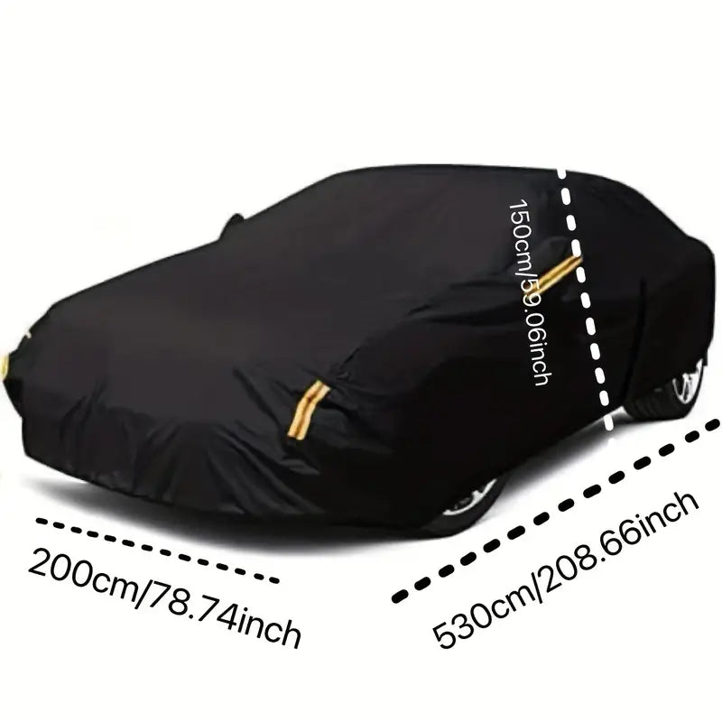 Oxford Cloth Full Car Cover - Waterproof 190T Outdoor Protection with Reflective Warning Tape
