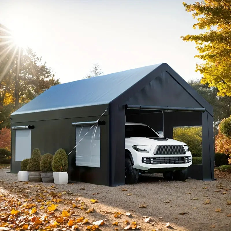 12'x20' Heavy-Duty Carport, Waterproof UV-Resistant Portable Garage Canopy Black 650eda17-7822-451b-af84-b0d2161f9be4