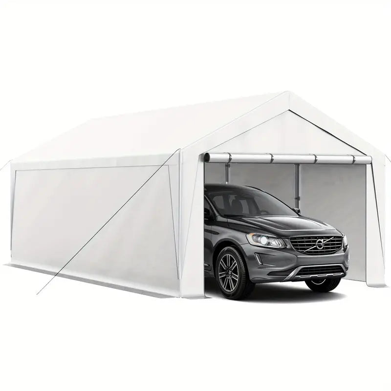 Upgraded Portable Carport with 4 Roll-up Doors