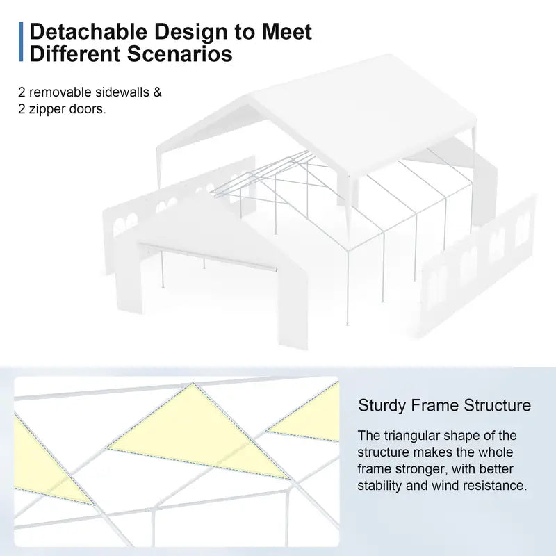 20x26 Canopy Tent for Parties Heavy Duty Carport Large Wedding Event Tent Portable Garage