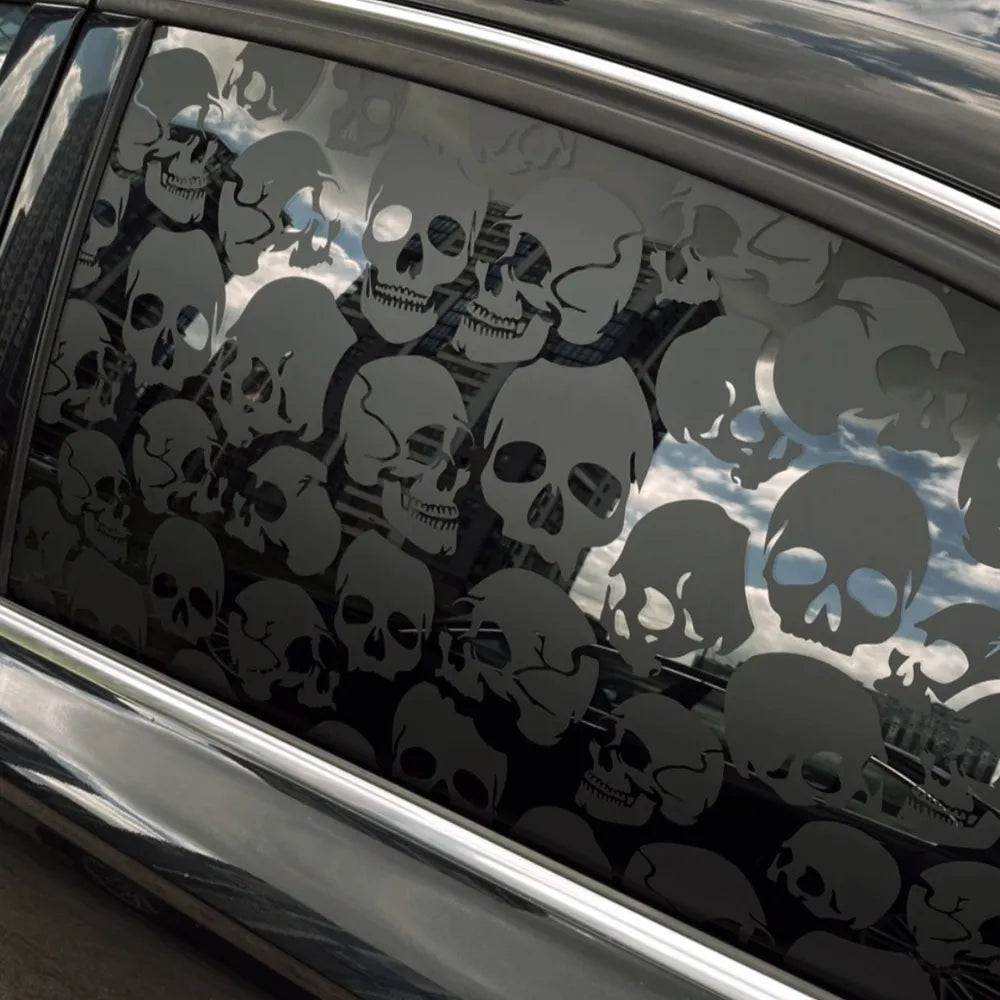 Skulls car window sticker black matte 70x45 cm