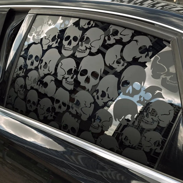 Skulls car window sticker black matte 70x45 cm