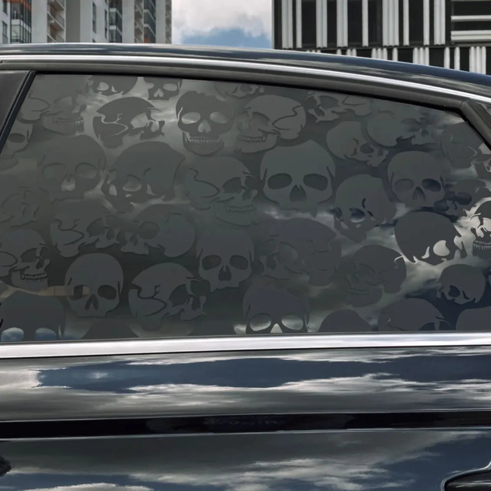 Skulls car window sticker black matte 70x45 cm
