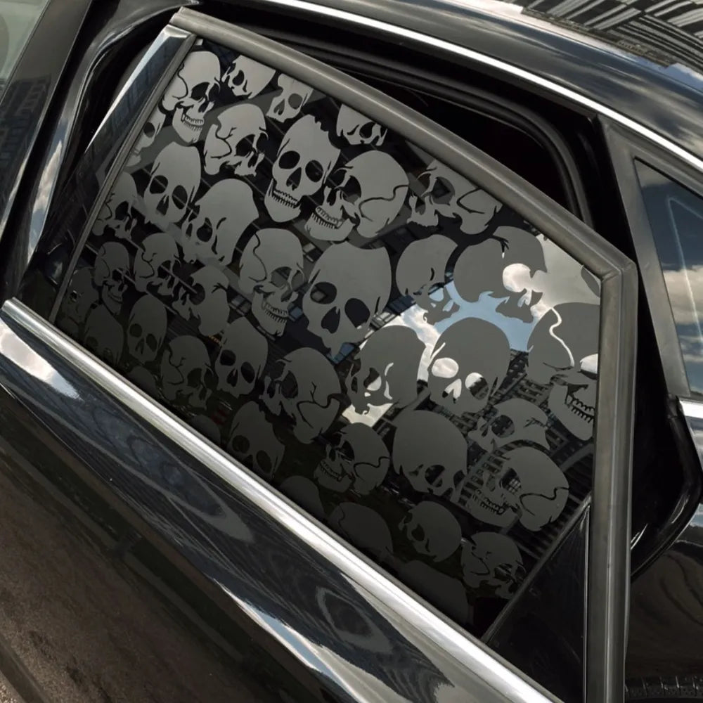 Skulls car window sticker black matte 70x45 cm