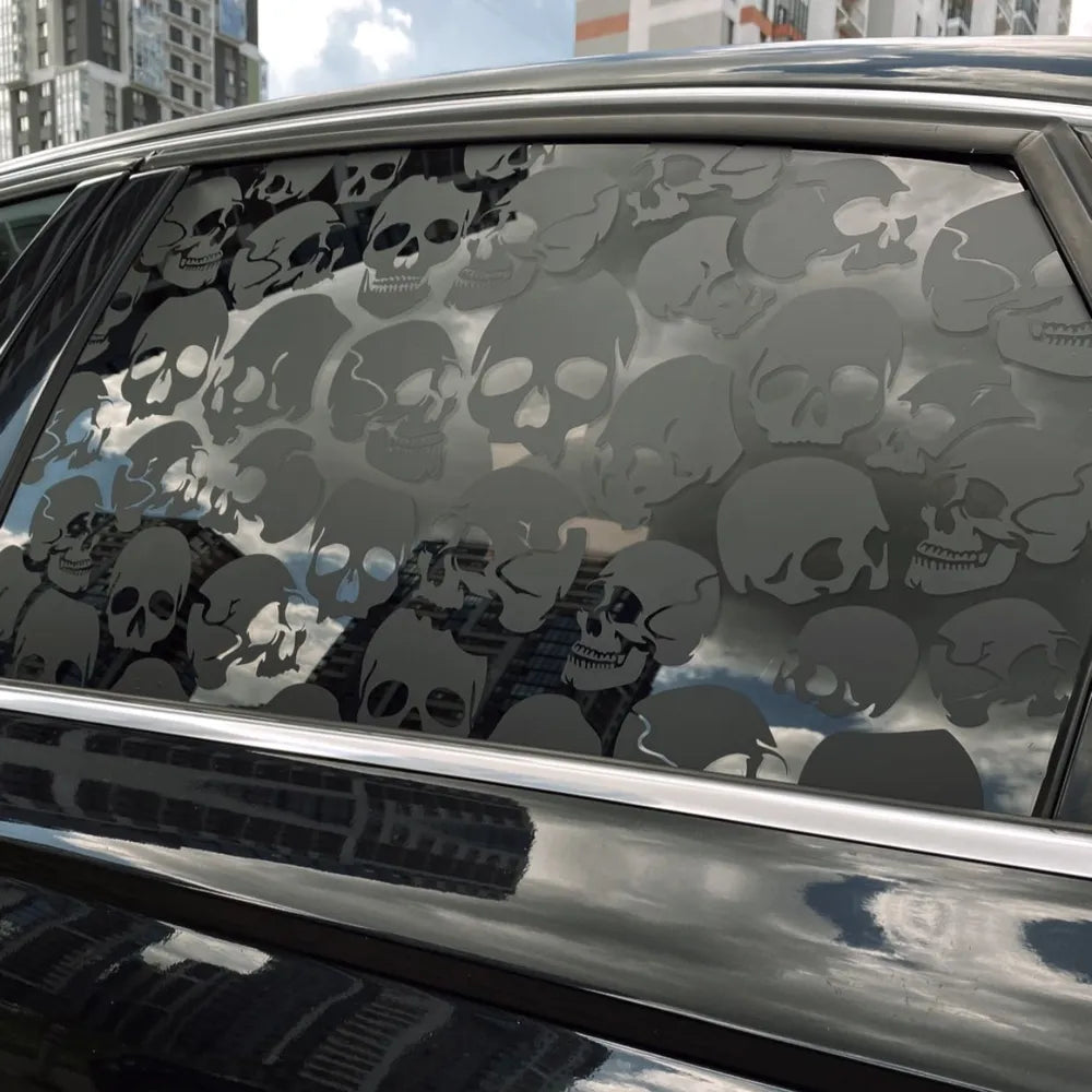Skulls car window sticker black matte 70x45 cm