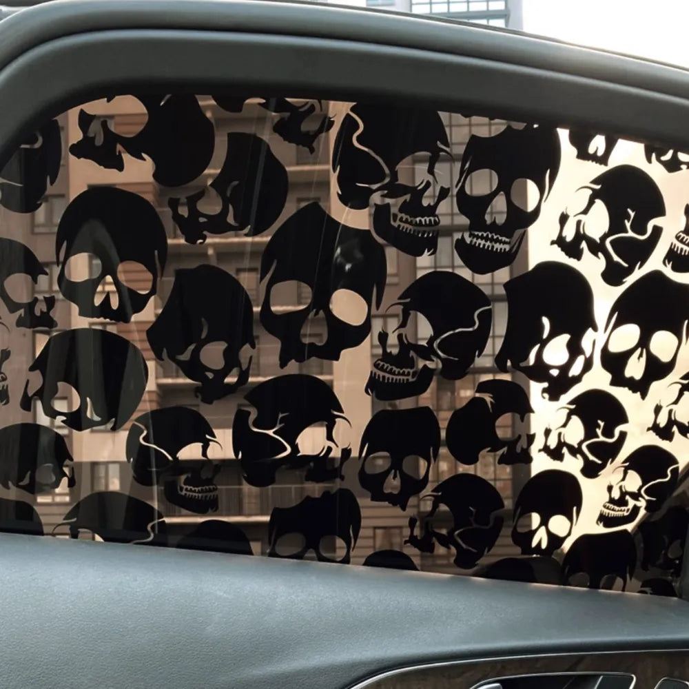 Skulls car window sticker black matte 70x45 cm