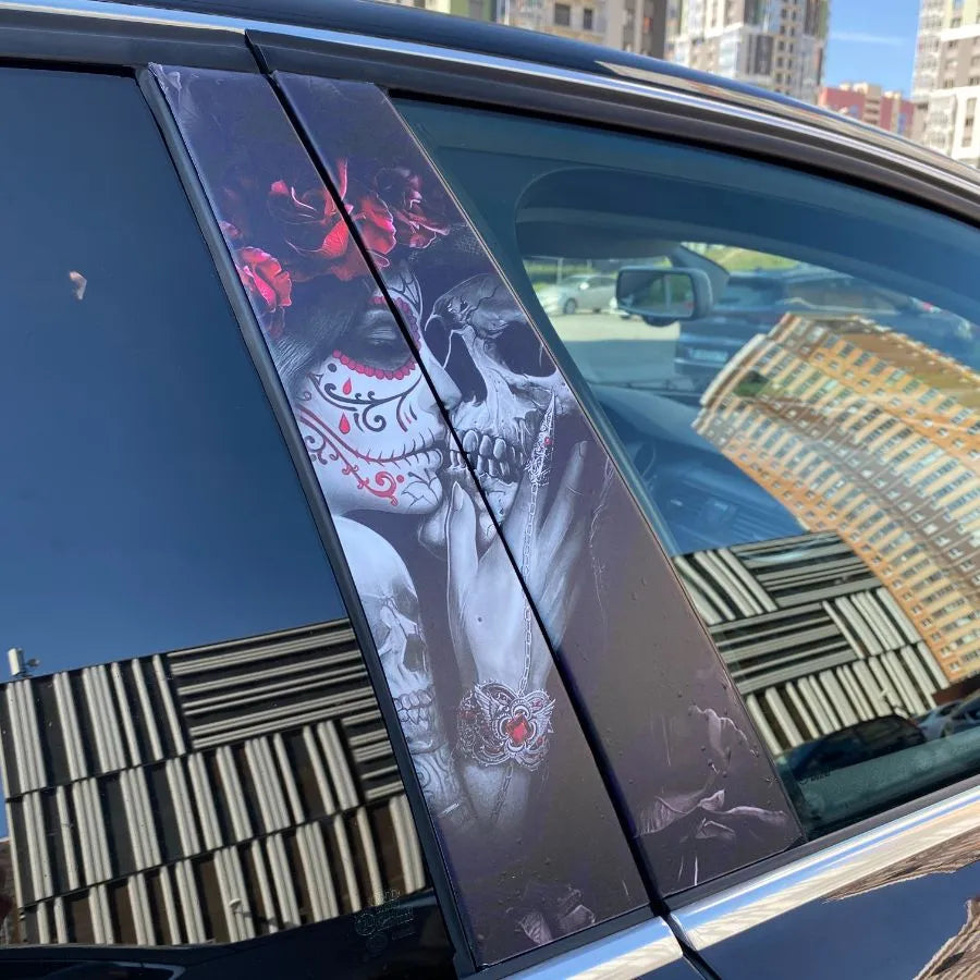 2Pcs Santa Muerte Door Post Stickers