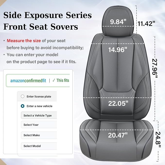 Universal Seat Covers — Front Seat — Gray