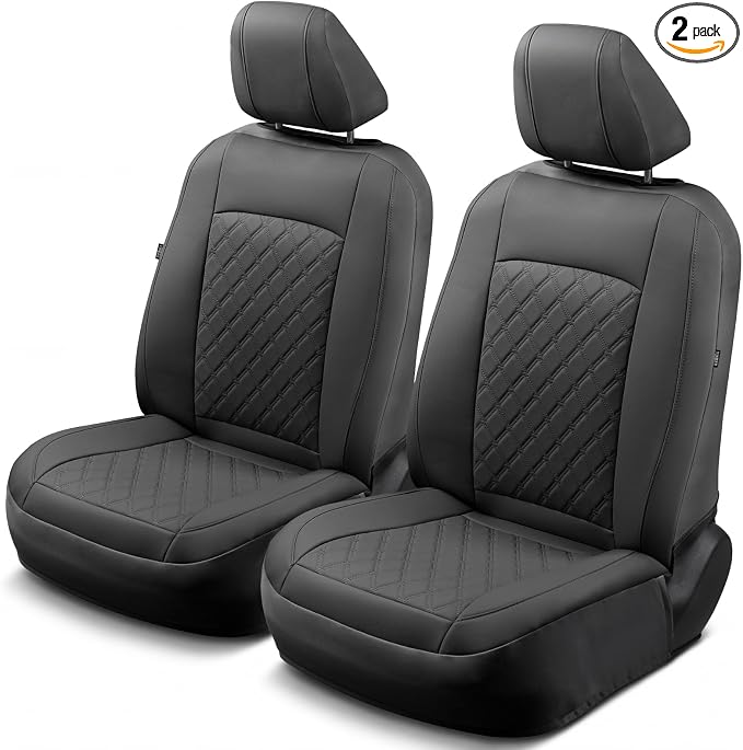 Faux Leather Seat Covers for Multiple Vehicles — Front Seat — Black