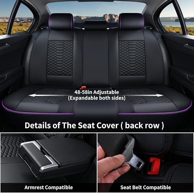 Universal Seat Covers — Full Set — Black / Purple