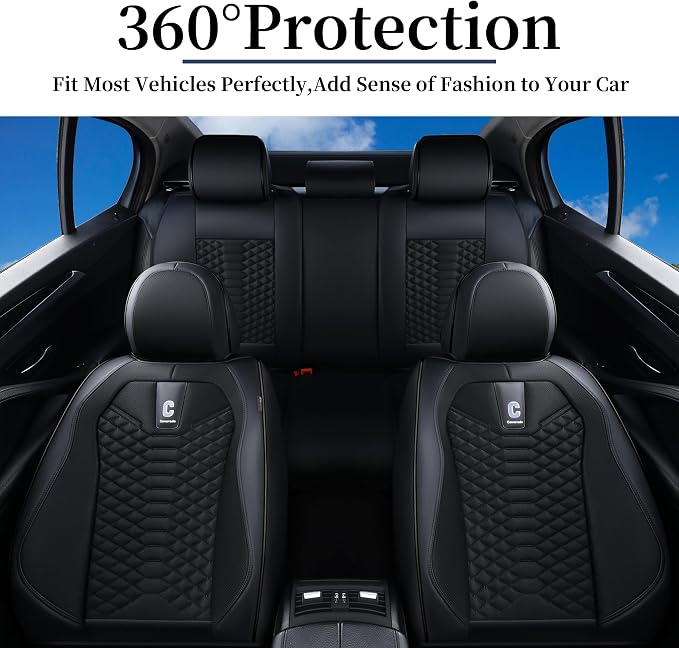 Universal Faux Leather Seat Covers — Full Set — Black