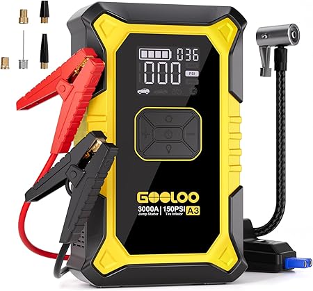 A3 Jump Starter & Tire Inflator | 3000A for Gas & Diesel Yellow 71-c1kDnNlL._AC_SX450