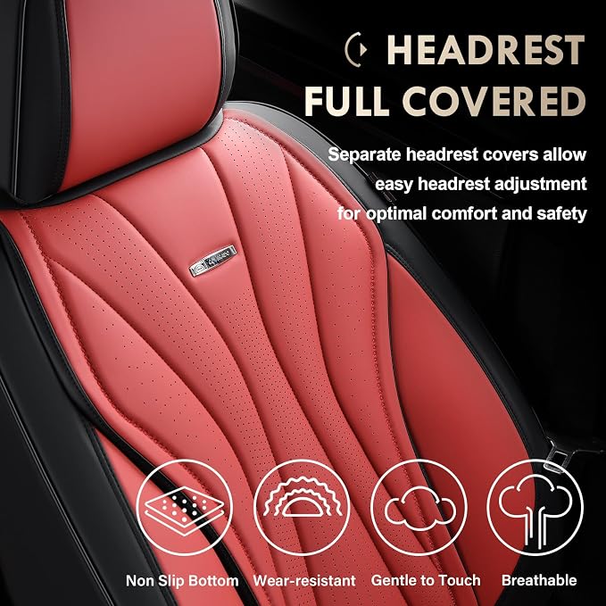 Universal Seat Covers — Full Set — Black / Red