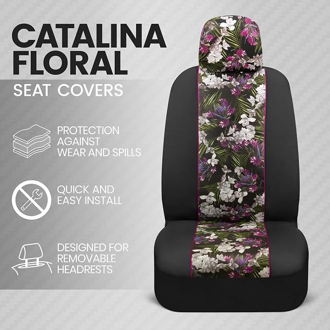 Faux Leather Car Seat Covers — Front Seat — Pink