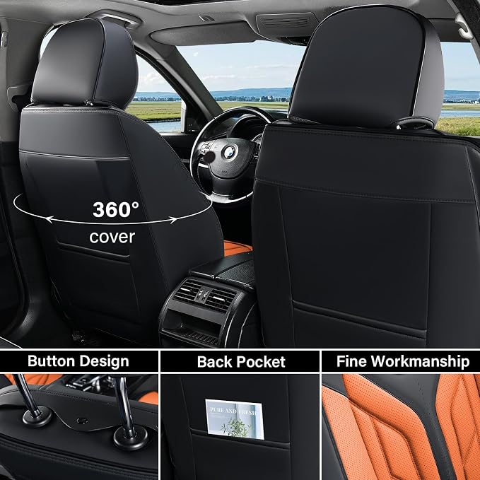 Universal Seat Covers — Front Seat — Black / Orange