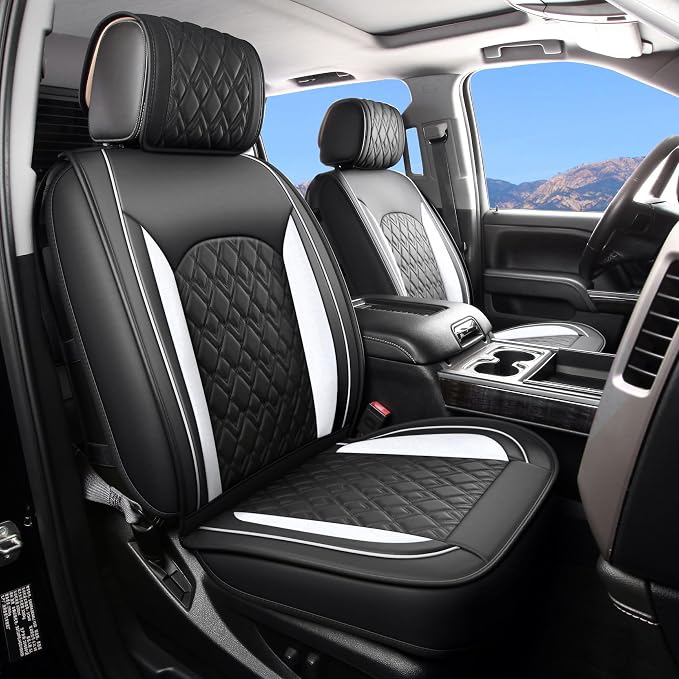 Seat Covers for Chevrolet Silverado / GMC Sierra — Front Seat — Black / White