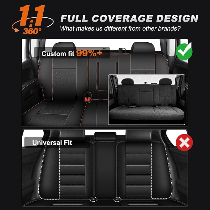 Faux Leather Seat Covers for Chevrolet Silverado / GMC Sierra — Full Set — Black