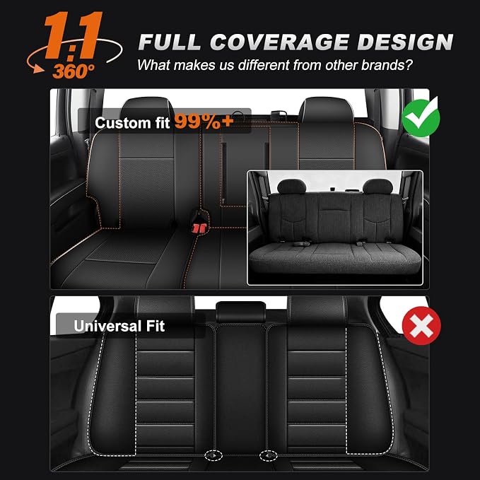 Faux Leather Seat Covers for Chevrolet Silverado / GMC Sierra — Full Set — Black / White