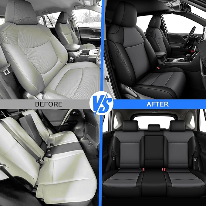 Faux Leather Seat Covers for Toyota RAV4 — Full Set — Black / Gray