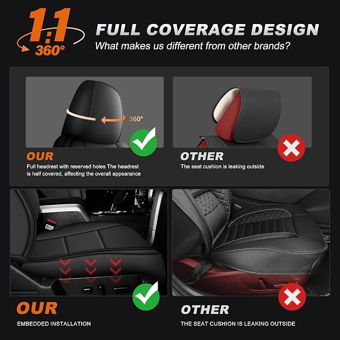 Faux Leather Seat Covers for Toyota RAV4 — Full Set — Black