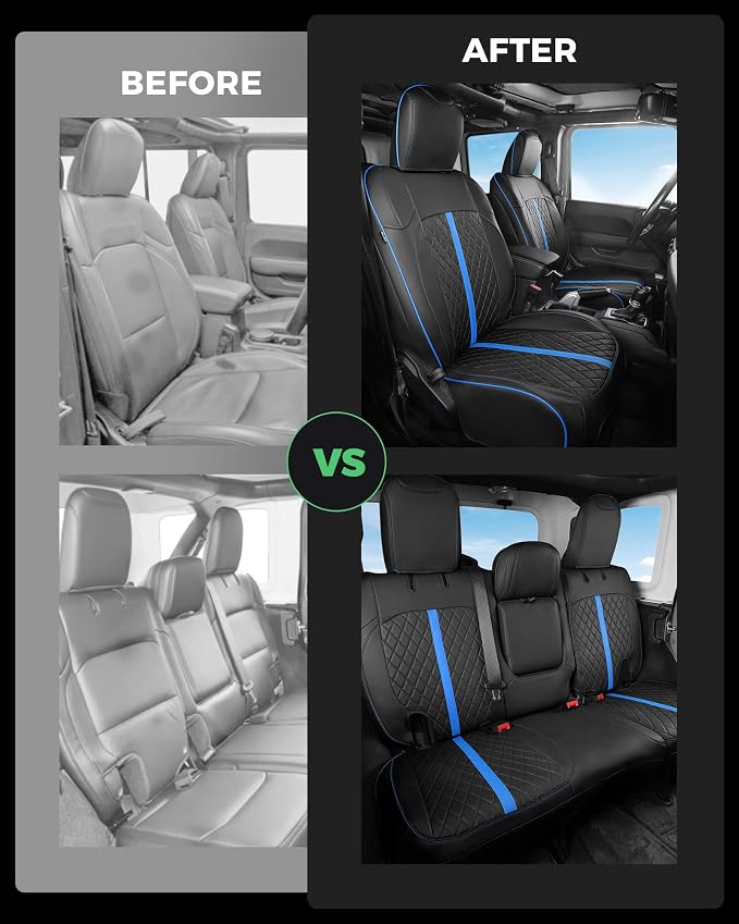 Seat Covers for Jeep Wrangler — Full Set — Black / Blue