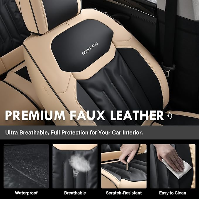 Universal Seat Covers — Full Set — Beige / Black