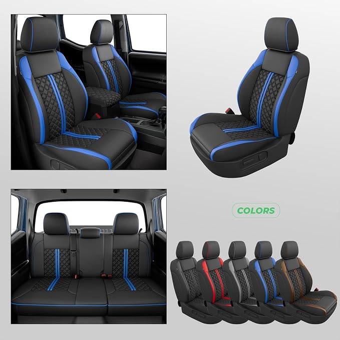 Seat Covers for Toyota Tacoma — Full Set — Black / Blue