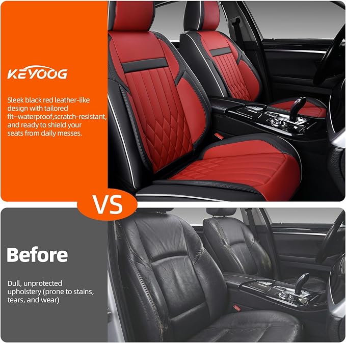Universal Seat Covers — Full Set — Black / Red
