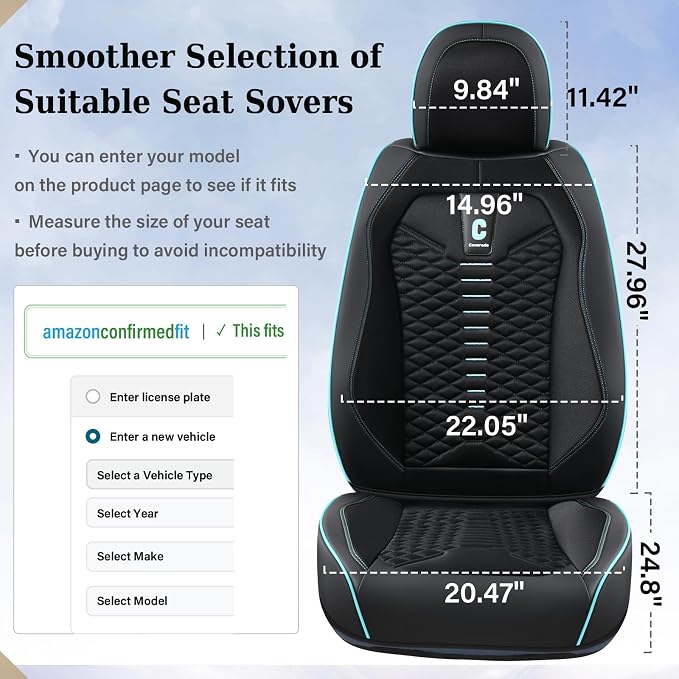 Universal Faux Leather Seat Covers — Full Set — Black