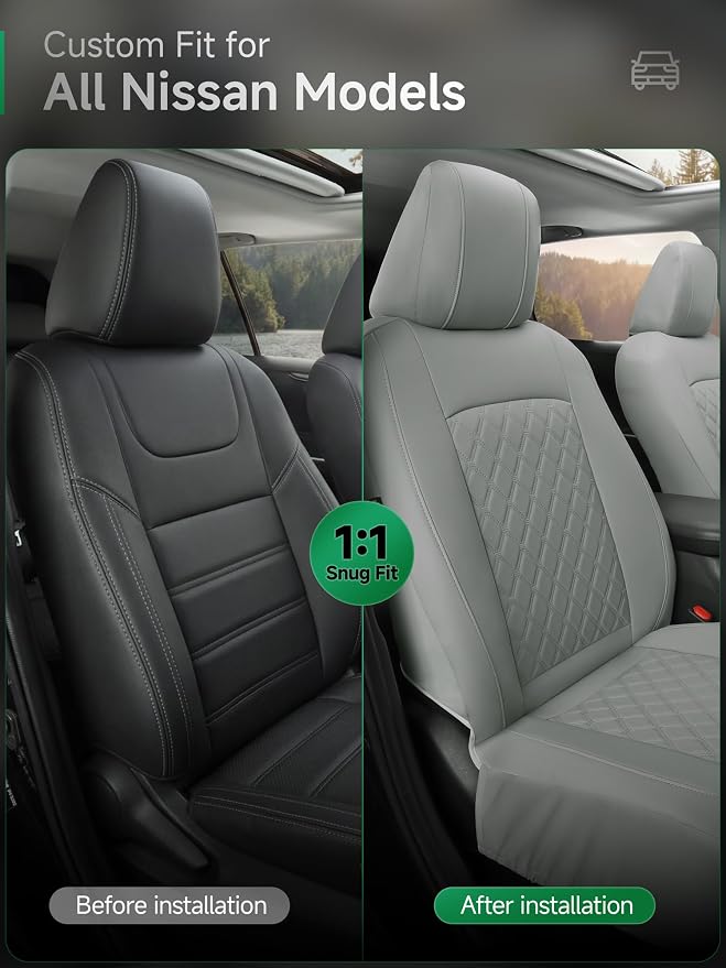Faux Leather Seat Covers for Multiple Vehicles — Front Seat — Gray