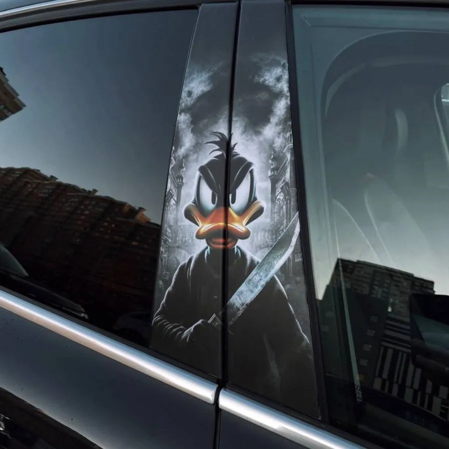 2Pcs Door pillar stickers black duck