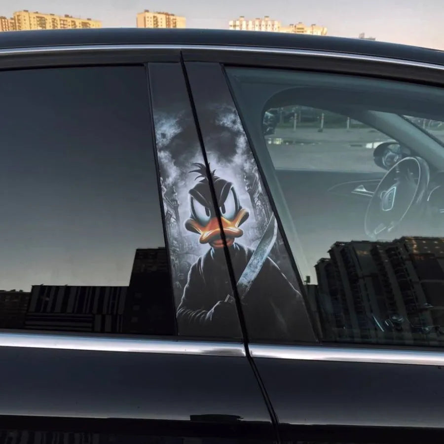 2Pcs Door pillar stickers black duck