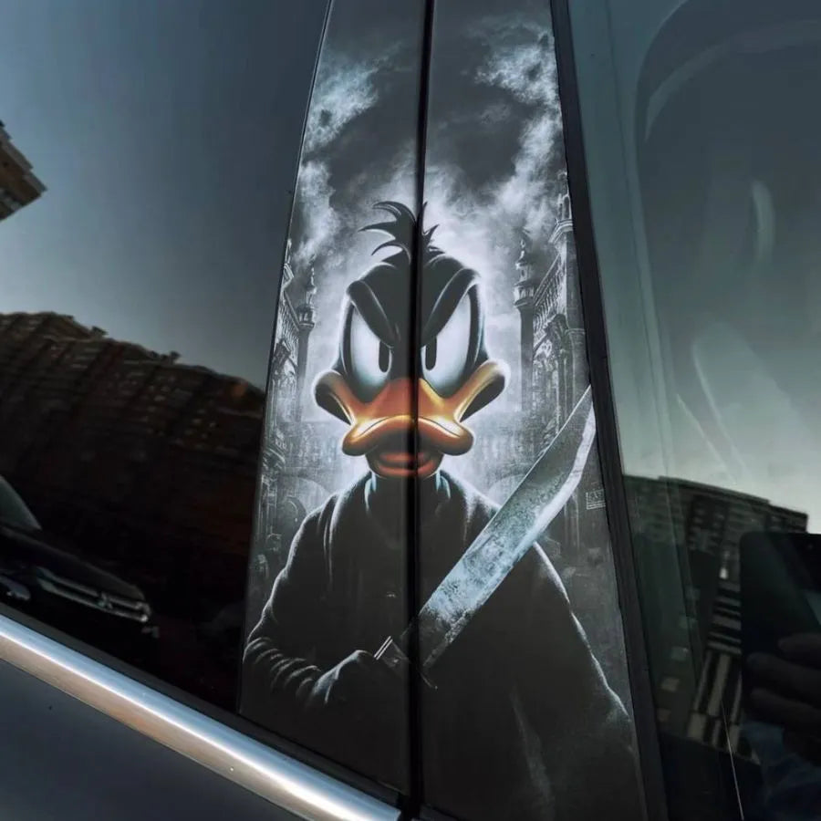 2Pcs Door pillar stickers black duck