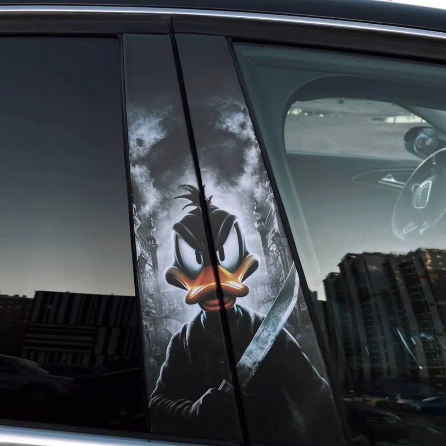 2Pcs Door pillar stickers black duck