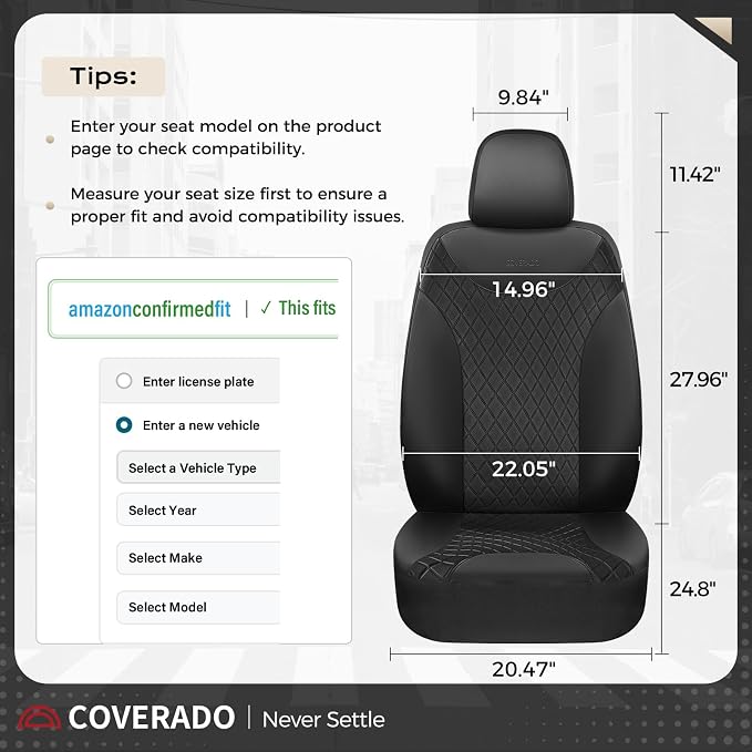 Universal Seat Covers — Front Seat — Black