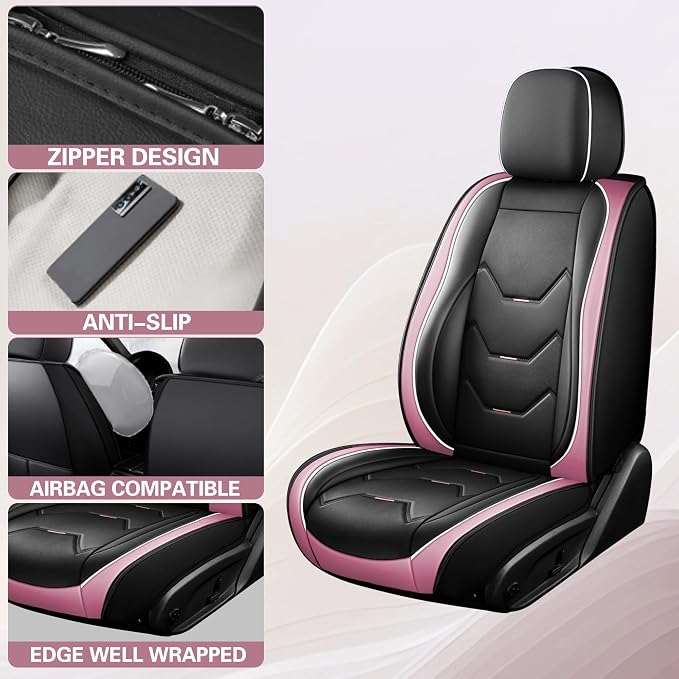 Car Seat Covers — Full Set — Pink / Black