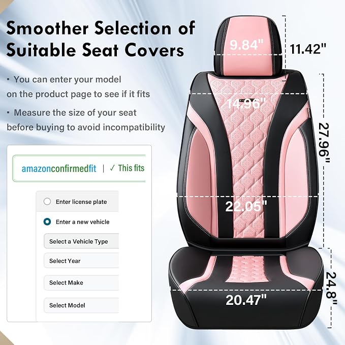 Universal Seat Covers — Full Set — Black / Pink