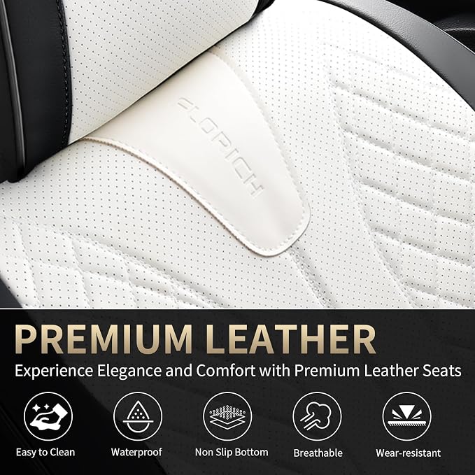 Universal Faux Leather Seat Covers — Full Set — Black / White