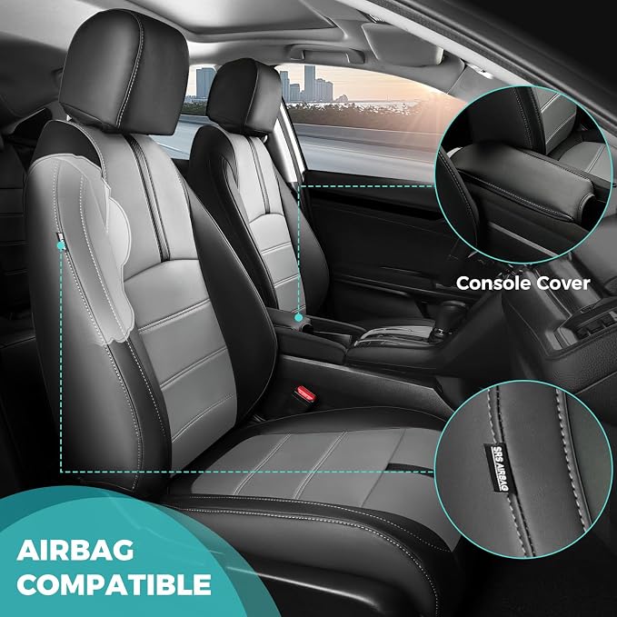 Faux Leather Seat Covers for Honda Civic — Full Set — Black / Gray