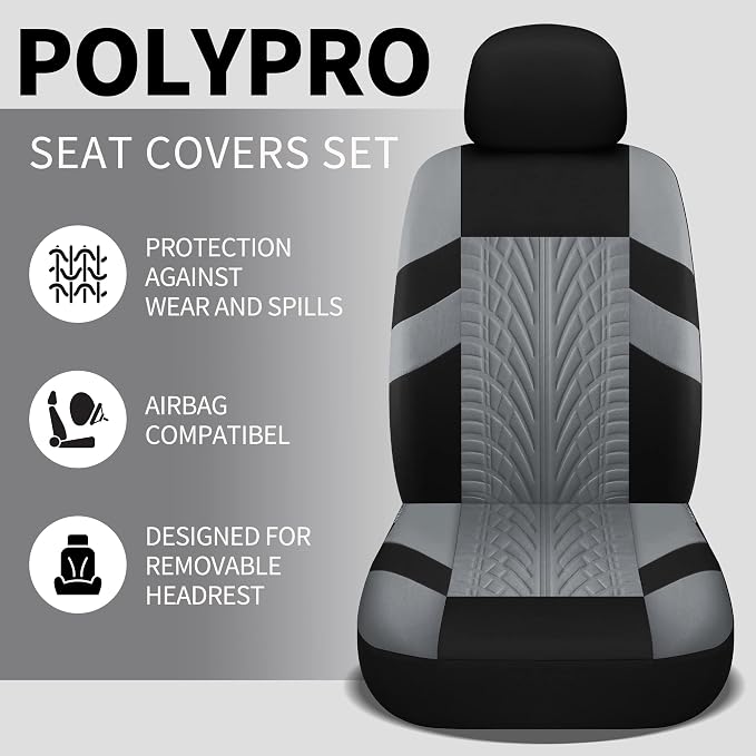 Universal Seat Covers — Front Seat — Black / Gray