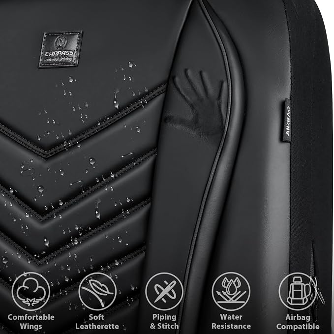 Universal Faux Leather Seat Covers — Front Seat — Black