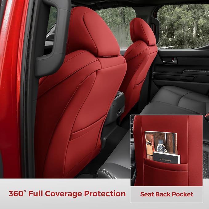 Faux Leather Seat Covers for Toyota Tacoma — Front Seat — Red