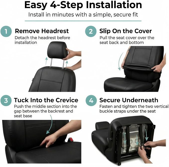 Universal Faux Leather Seat Covers — Front Seat — Black
