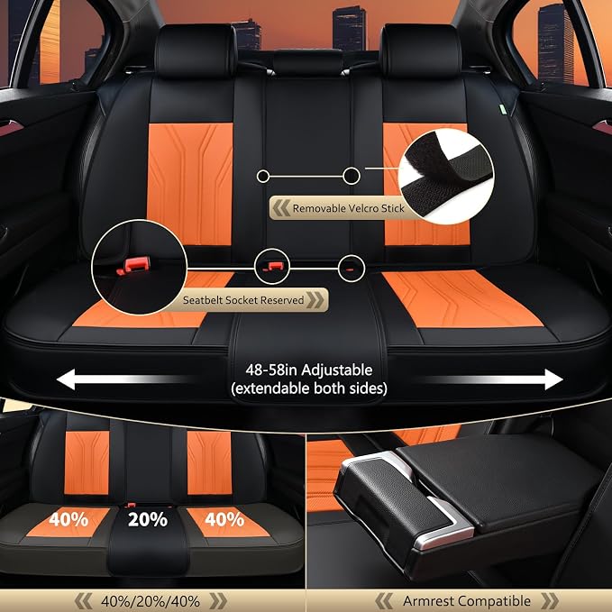 Universal Seat Covers — Full Set — Black / Orange